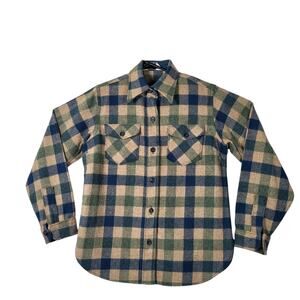 Vintage Woolrich Womens Wool Button Down Shirt Buffalo Check Plaid Size 12